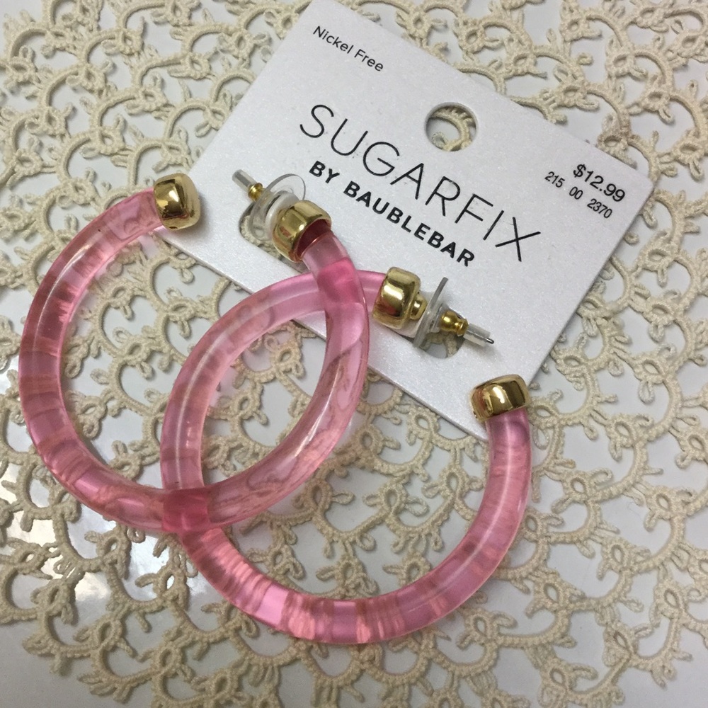 🌸Pink Acrylic Hoop Earrings